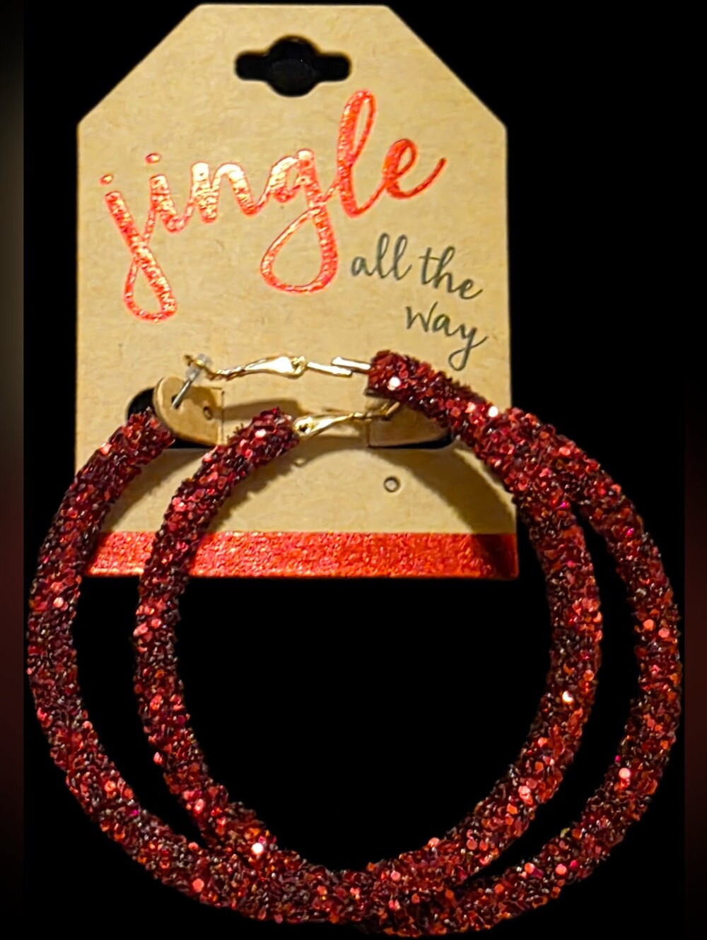 Festive Red Glitter Hoop Earrings